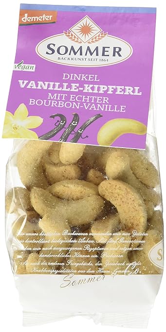 Sommer Dinkel Vanille-Kipferl mit echter Bourbon vegan, demeter, 6er Pack (6 x 150 g)