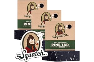Dr. Squatch All Natural Bar Soap for Men with Heavy Grit, 3-Pack Pine Tar Soap with Collectible Magnet - Men's Natural Soap