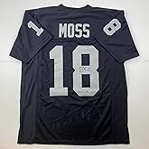 Facsimile Autographed Randy Moss Oakland Las Vegas Black Reprint Laser Auto Football Jersey Size Men's XL