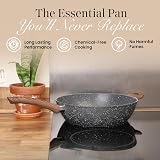 nuovva Non Stick Saute Pan 28cm Induction with Lid Marble Coating view 2