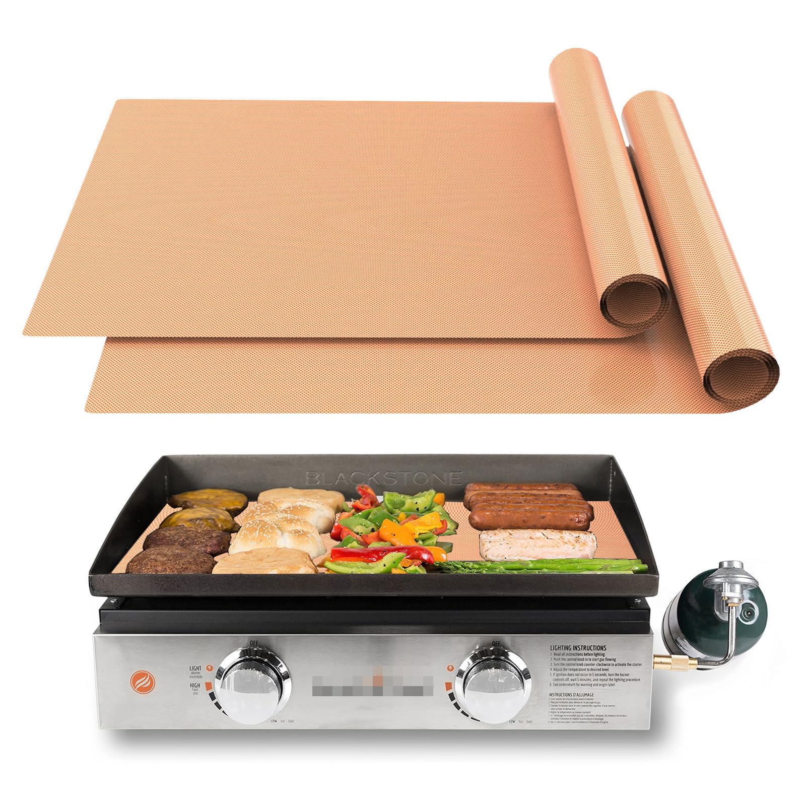 UBeesize 2 Pack Nonstick Copper Grilling Mats for