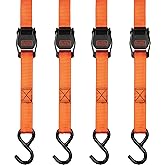 Black+Decker BDX1004 Black/Orange 1" x 10' Cam-Buckle Tie Down Straps - 300 lb Safe Working Load / 900 lb Break Strength, 4 Pack