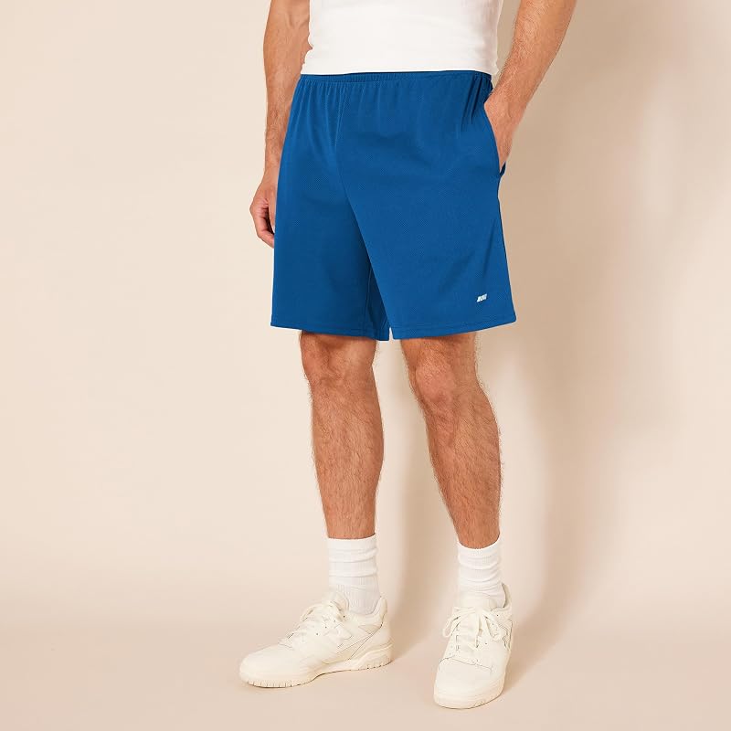 Calções desportivos de basquetebol masculino, largos, cintura elástica, respiráveis, absorventes de humidade, pack de 2, fluorescente azul/verde-lima, M