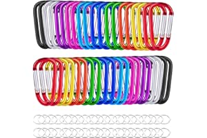 SIFNIEA 40 Pack 2" Aluminum Carabiner Clip D Ring Carabiners Small Carabiner Keychain Spring Snap Hooks, Mini Carabiner Clip Set for Keys, Dog Leash, Camping Hiking Accessories