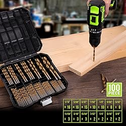 COMOWARE 100 Pcs Titanium Drill Bit Set - High