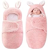 Yoolhamy Baby Swaddle Blanket Newborn Receiving Blanket with Cute Rabbit Ears Soft Plush Wrap Outerwear for 0-3 3-6 Months