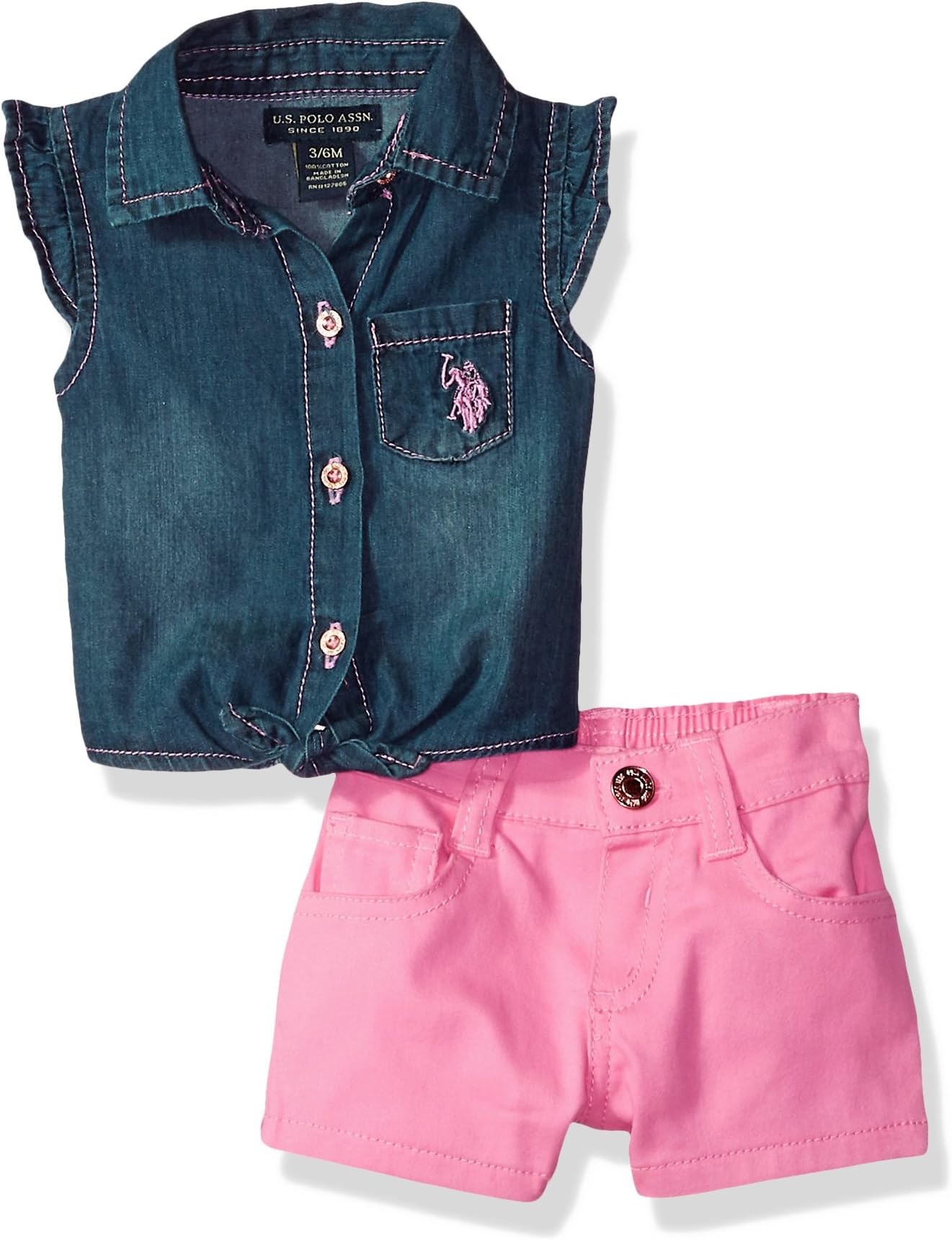 U.S. Polo Assn. Baby Girls Fashion Top and Short Set