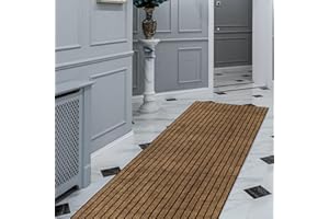 FREADEM Runner Rugs 2' x 6' Indoor Outdoor Carpet Runner, Area Rugs with Anti-Slip Rubber Backing for Aisle Hallway Balcony Garage Entryway Stair, Brown Stripe