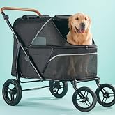 Zoosky Large Dog Stroller for 3 Dogs, up to 110lbs（33&lsquo;&rsquo;Lx20&lsquo;&rsquo;W） | Large Pet Stroller for Heavy Duty Pets, All-Terrain Adjustable Handle, 1680D Waterproof Oxford Fiber, Low Entry for Seniors