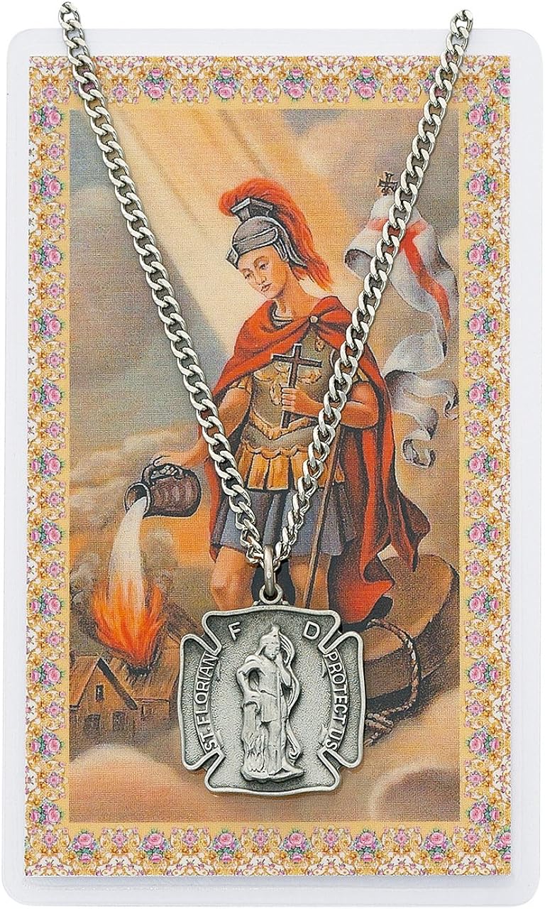 St. Florian (Patron Saint of Firefighters) Firefighters Necklace with a
