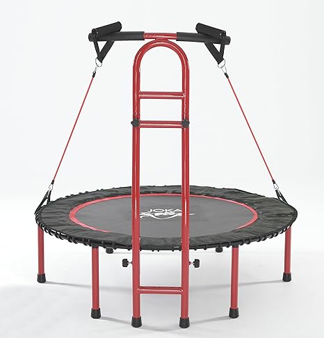 JOKA Fit Trampolin 'Premium' Haltestange -das Fitnesstrampolin 32-mm-Stahlrohrrahmen,36 Bungees,bis 130 KG,90 cm Sprungfläche