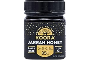 KOORA Jarrah Honey TA 35+ (MGO 2000+ Manuka Honey Rating Equiv.) Low GI, Raw Medicinal Honey for Daily Health & Immune Support, from the Wild Ancient Forests of Western Australia 8.8 oz