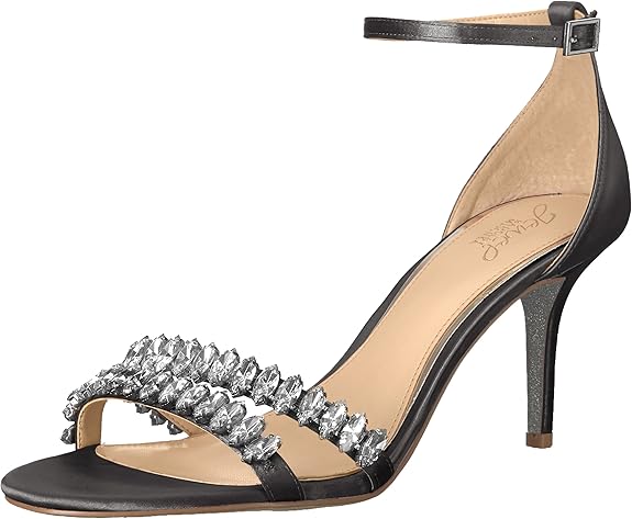 Amazon.com | Jewel Badgley Mischka Women's MELANIA Sandal, black satin, 9.5 Medium US | Heeled 