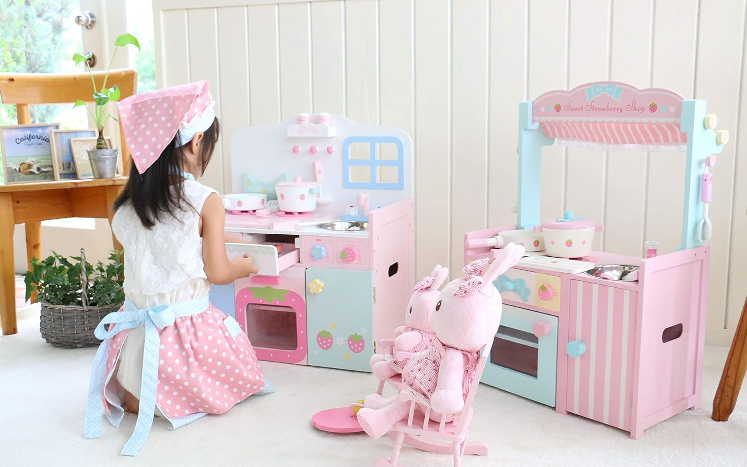 ネット店限定 時計付き おままごと Mother B07gwgwb7y チクタク キッチン 今だけ ままごと食材付き 時間が学べる キッチン マザーガーデン Garden パステル セット 印象のデザイン