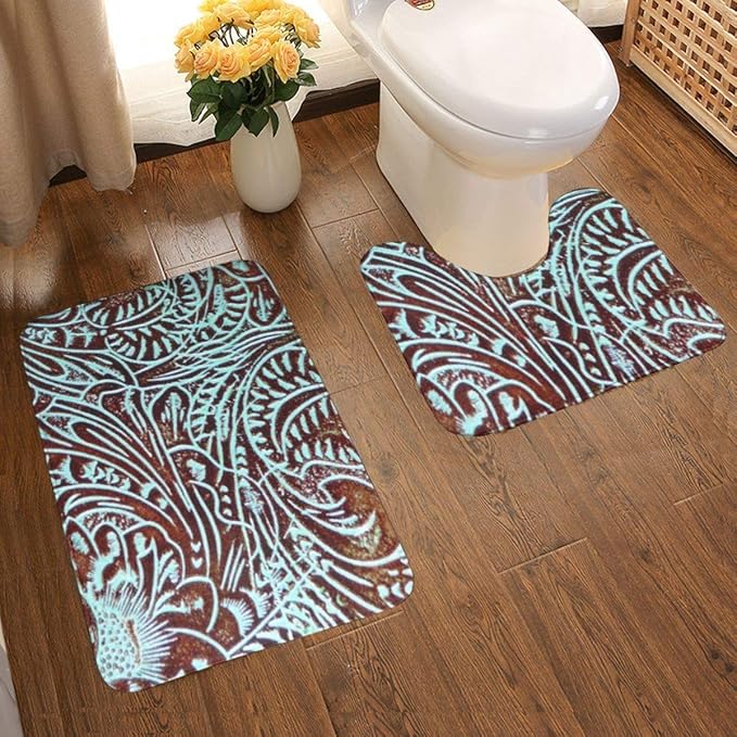 Badezimmerteppich-Set, 2-teilig, rustikales Design mit Cowboy-Motiv