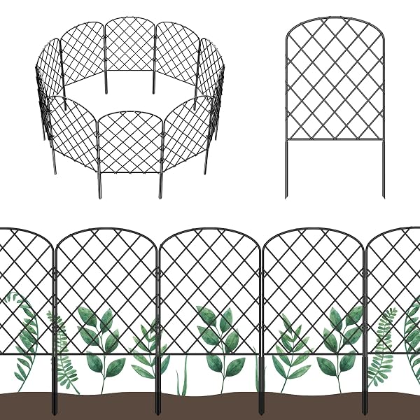OUSHENG 19 PACK DECORATIVE GARDEN FENCE, TOTAL 20FT(L) X 24IN(H) ANIMAL BARRIER BORDER, RUSTPROOF METAL WIRE SECTION EDGING FENCING PANEL FOR OUTDOOR PATIO GARDEN YARD, ARCHED