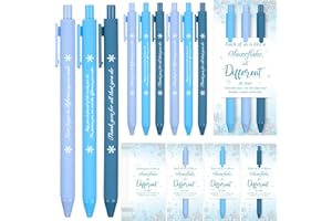 36 Pcs Winter Snowflake Ballpoint Pens Bulk Christmas Gifts with 12 Pcs Snowflake Inspirational Quote Cards Motivational Snow