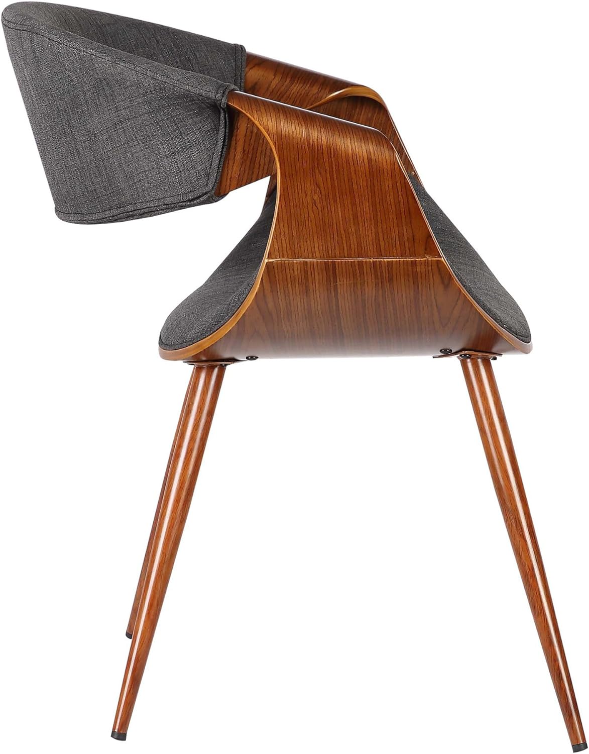Armen Living Butterfly Dining Chair in Charcoal Fabric and Walnut Wood Finish - Chairs