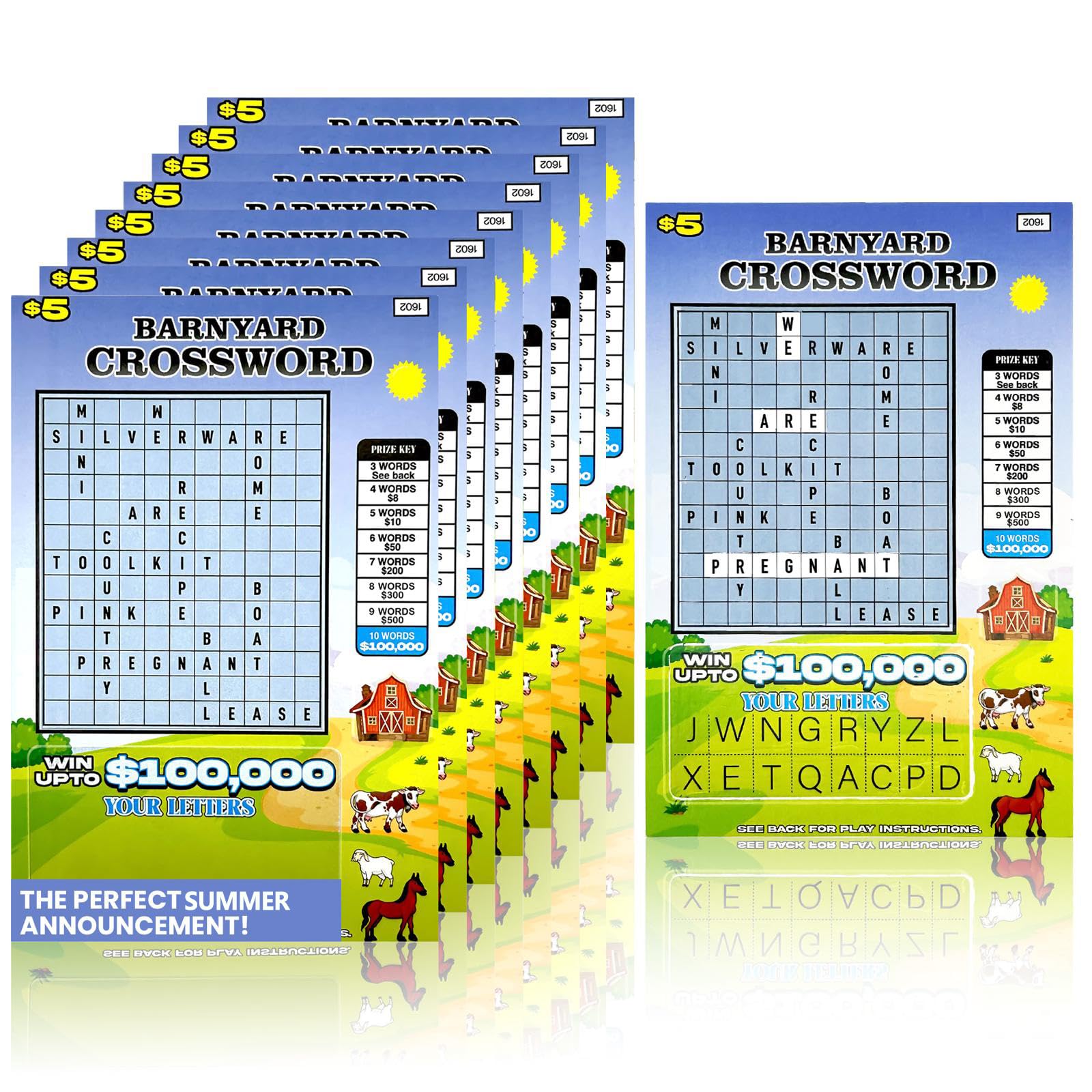 Pregnancy Announcement Lottery Scratch Off Cards for Summer! - Pack of 8 Tickets for Your Memorable Baby Announcement - Perfect Pregnancy Announcement Cards for Grandparents Husband Parents Friends