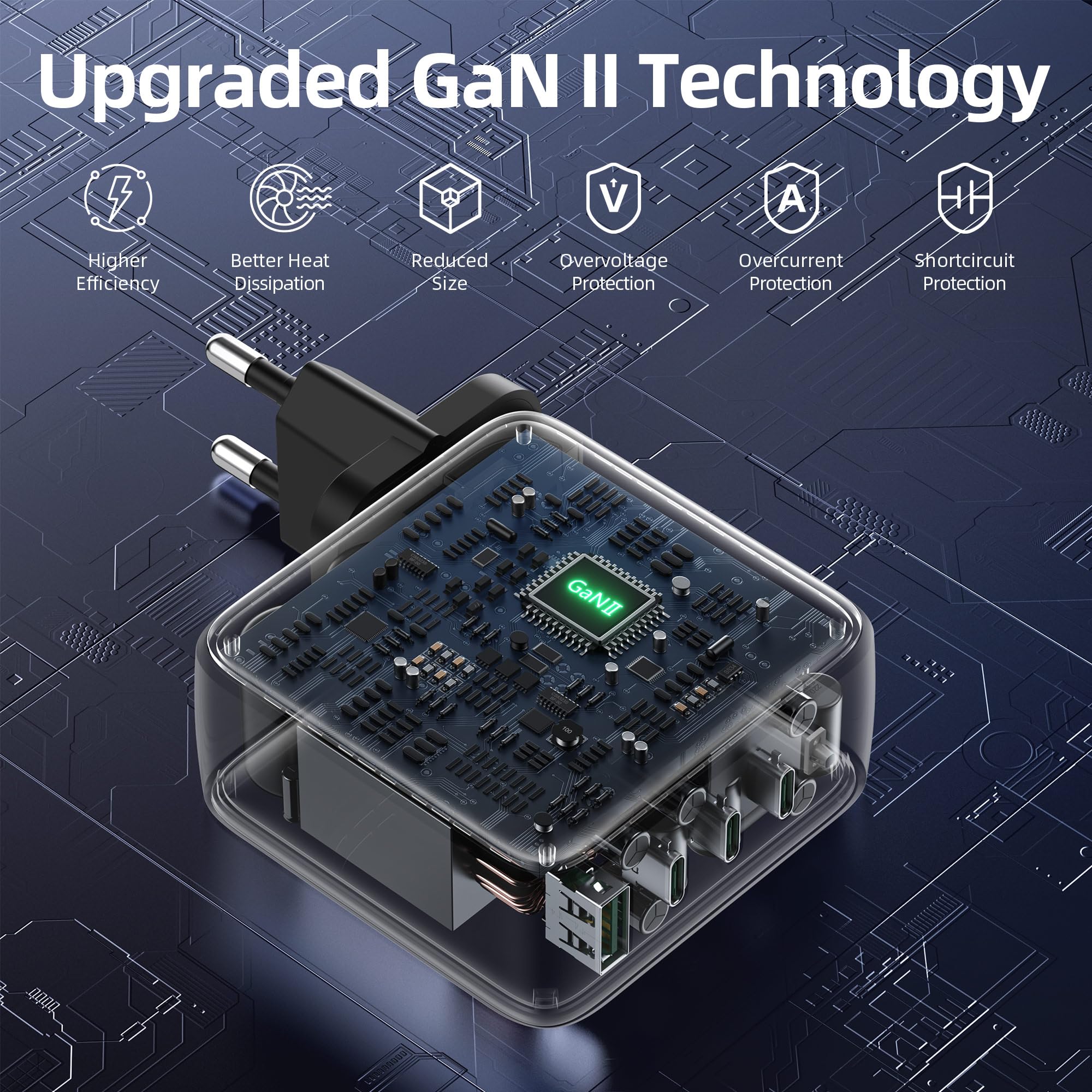 100W USB C Ladegerät 4-Ports GaN Schnellladegerät, PD3.0 USB C Netzteil PPS Ladegerät, für MacBook Pro 16/15/14/13 Zoll, iPad Pro, iPhone 17/16/15/14/13, Galaxy S24/S23, HP, Dell, ThinkPad 4