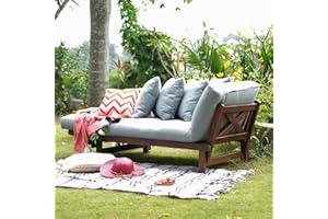 Cambridge Casual West Lake Outdoor Convertible Sofa Daybed, Blue Spruce Cushion/Natural Brown