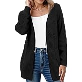 VIISHOW Women Cable Knit Cardigan Sweater V Neck Open Front Chunky Cardigan with Pocket Sweater Coat for Fall and Winter