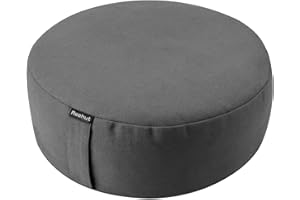 REEHUT Zafu Yoga Meditation Cushion, Round Meditation Pillow Filled with Buckwheat, Zippered Organic Cotton Cover, Machine Washable - 4 Colors and 3 Sizes