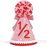 WAHAWU Bow 1st Birthday Hat for Girls - Pink First Birthday Cone Hat, One Berry Theme Party, Baby Strawberry Photo Props