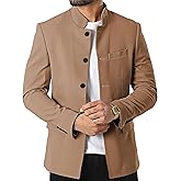 Mens Casual Suit Blazer Jackets Stand Mandarin Collar Lightweight Lined Business Dress Sport Coats