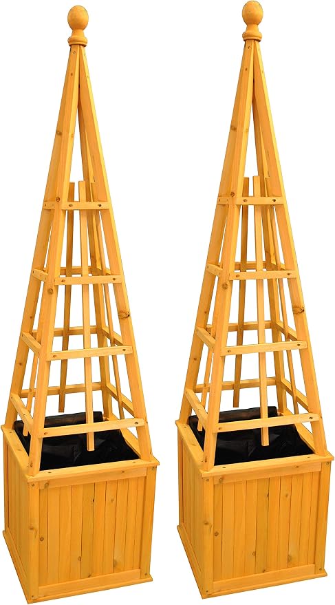 Juego de 2 obeliscos de madera para plantas enredaderas: Amazon.es ...