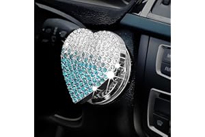 Ongfuwu Bling Car Engine Start Button Cover, Cute Heart Shape Diamond Ignition Button Cover Sticker, Sparkly Rhinestone Push to Start Button Decoration Decal for Women Girls (Gradient Blue)