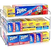 JUPELI Foil and Plastic Wrap Organizer, Expandable Kitchen Pantry Storage, Height Adjustable Cabinet Rack for Kitchen Organization, Aluminum Foil -3 Tier 9.8" to 15.6"L