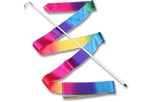 DRUNA Rhythmic Gymnastics Ribbon with 56 cm Stick | Training & Dance Ribbon for Training and Competition | Indigo Rainbow | 4m & 6m Options