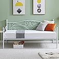 VECELO Premium Daybed Metal Bed Frame Twin Size Steel Slat Support/Strong Legs Headboard/Mattress Foundation, Multi-Functional Furniture (Classic Bed)