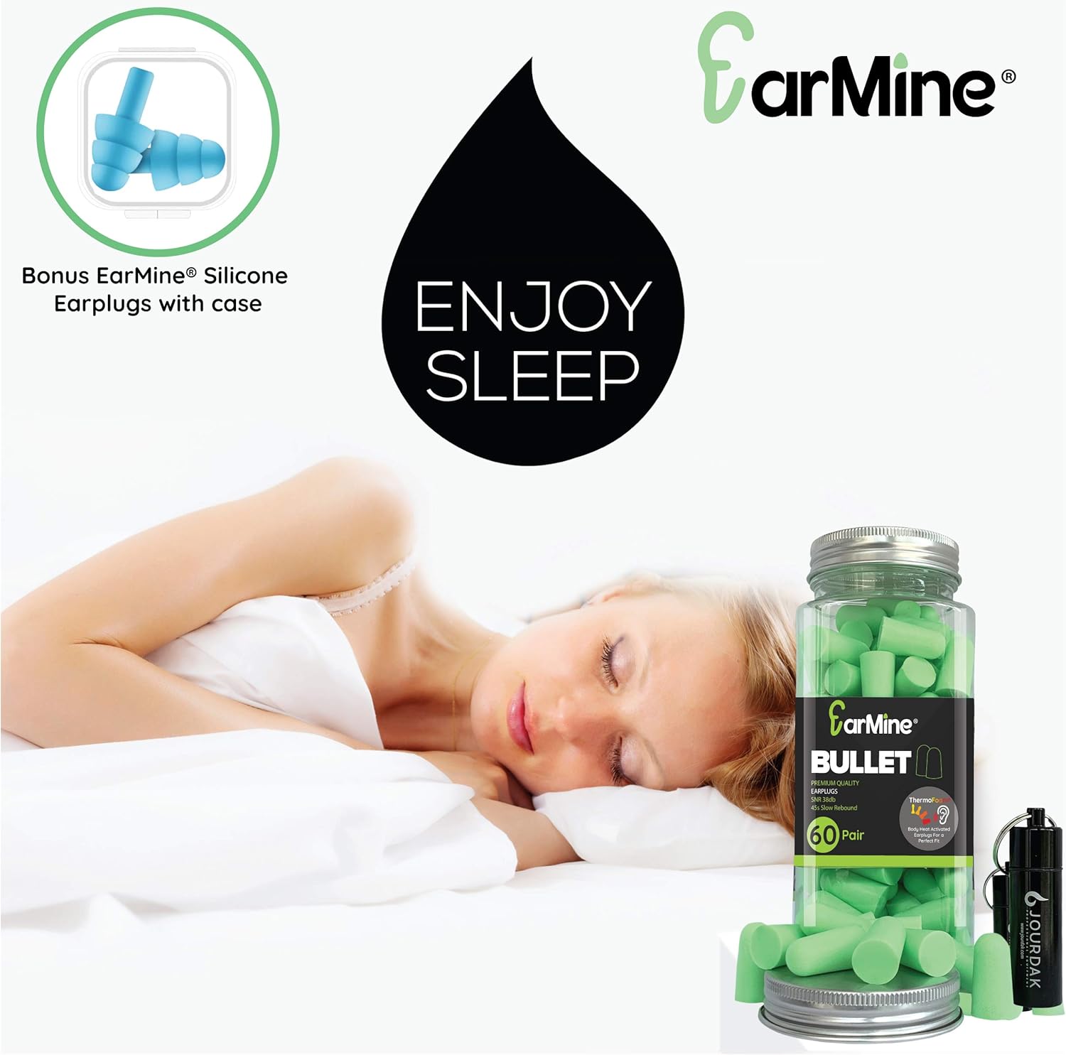 Ear Plugs for Sleeping Block Out Snoring, Premium Thermo Foam Noise Reduction and Cancelling Earplugs for Shooting Range Sleep Loud Events Construction Work Study by Jourdak New SNR 36db 60Pair: Health & Personal Care