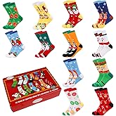STEFORD Christmas Socks Set, 12 Pairs Christmas Socks with Box for Family Men Women Teens Christmas Favor Gifts Stocking