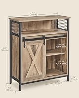 VASAGLE Sideboard Storage Cabinet with Sliding Barn Door Toasted Oak Black view 3