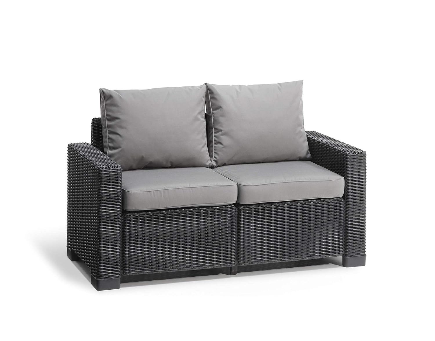 Allibert by Keter California 2 Seater Rattan Sofa Outdoor Garden Furniture Graphite with Grey