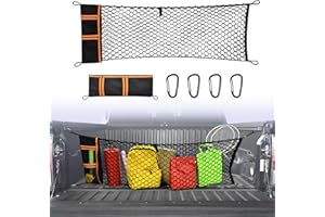 JJMY Envelope Style Truck Cargo Net Compatible with Toyota Tacoma 2005-2024, Highly Elastic Truck Bed Net for Tacoma Accessories, Upgraded Storage Bag & 4.5mm Bungee
