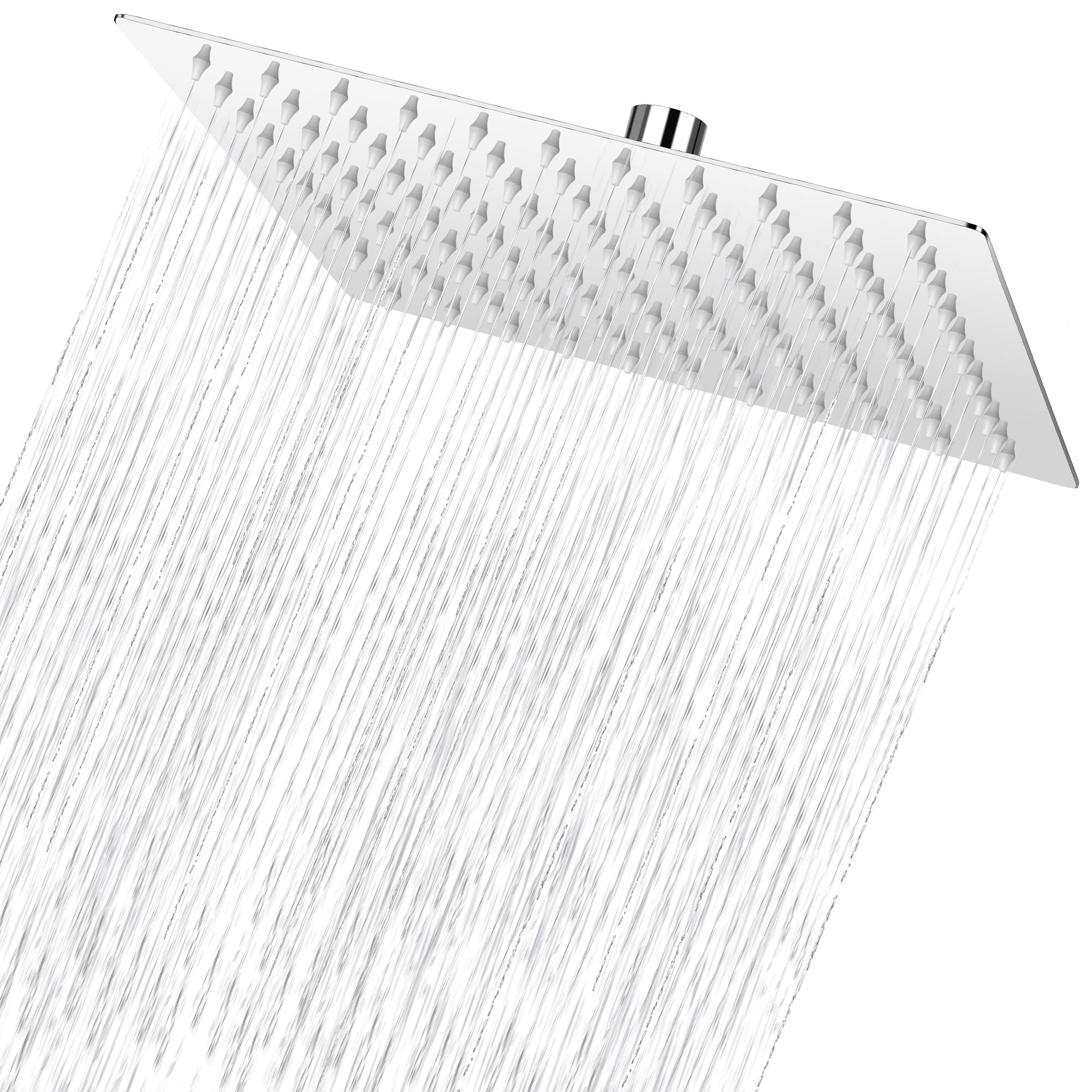 COMLIFE Fixed Shower Head Square Rain Fixed Shower Head 304 Stainless Steel High Pressure Rainfall Shower Head with 144 Silicone Jets for The Ultimate Shower Experience (10inch)