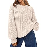 Trendy Queen Women's Oversized Cable Knit Crewneck Fall Pullover Sweaters