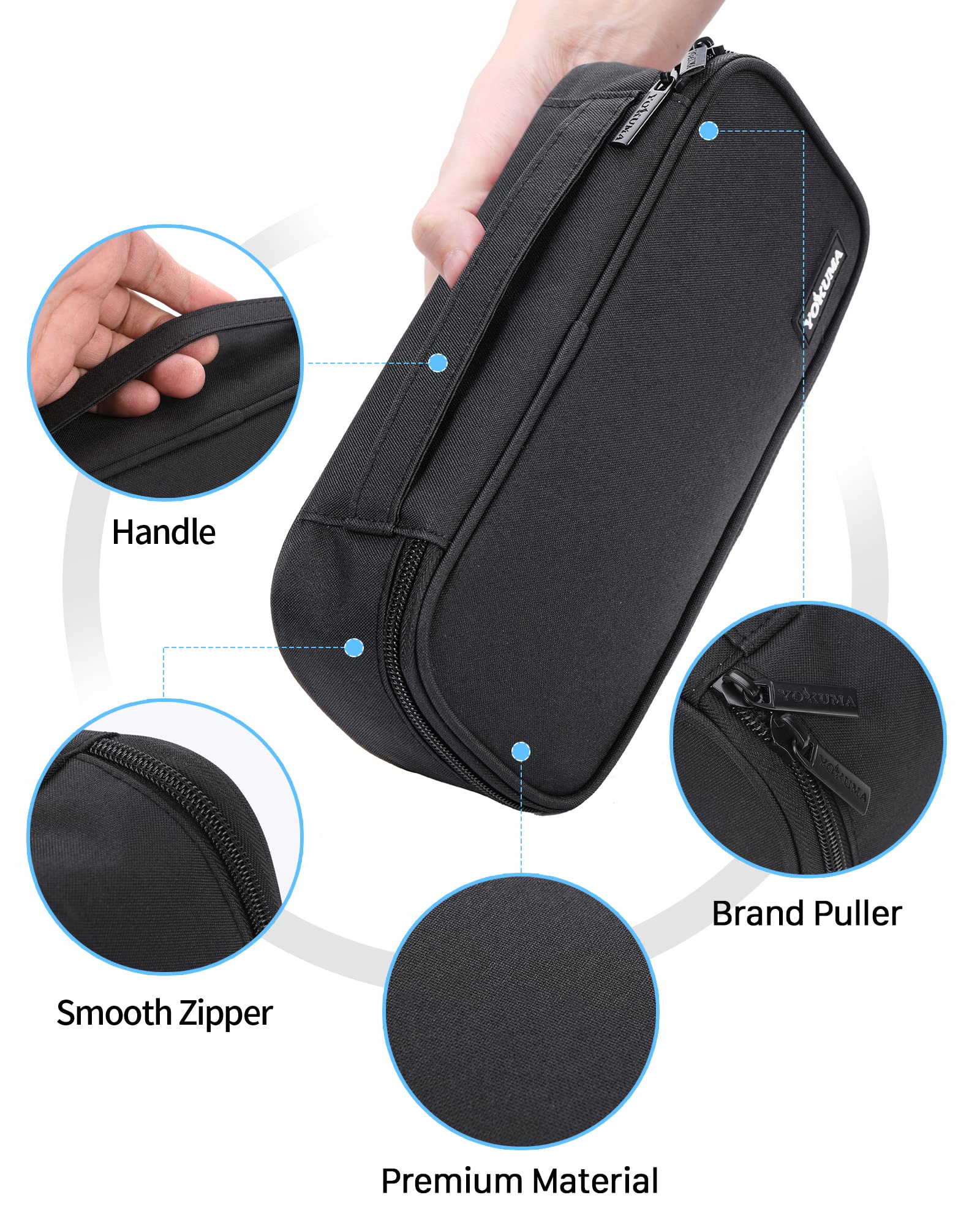 YOKUMA Pencil Case,Large Capacity Pencil Pouch,Aesthetic Zipper Pencil Box, Back to School Supplies for College Student Teen Adults,Travel Essentials,Electronic Cable Organize