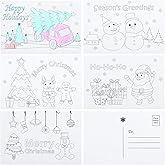 Outus Christmas Color Your Own Postcards Coloring Cartoon Christmas Greeting Cards for DIY Kids, 5 Designs, 4 x 6 Inches(30 Pcs)