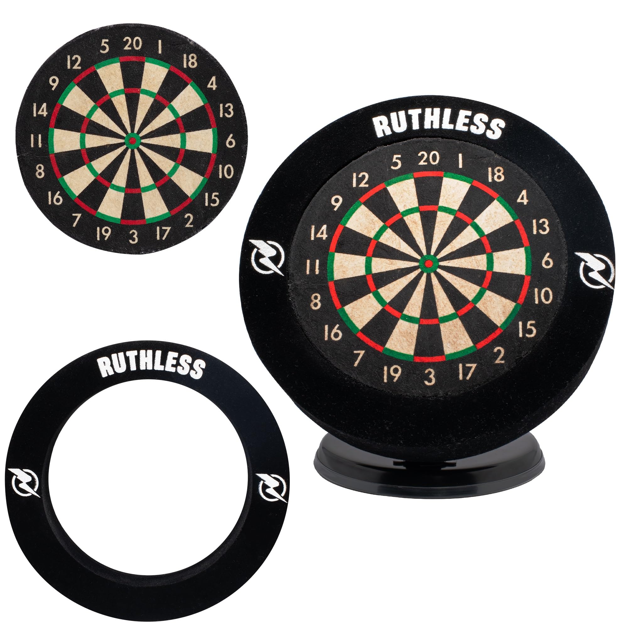 Ruthless Mini Dart Board Set with Surround | Miniature Desk Top Darts and Dart Board Set for Home and Office Includes a Set of Mini Steel Tip Darts (BX250)