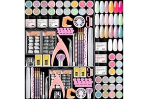 COSCELIA Acrylic Nail Kit for Beginners with Everything Nails Kit Acrylic Set Glitter Decoration Powder Rhinestones Professional Manicure Set at Home Gifts for Women