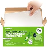 Lunderg Aloe Scented Super Absorbent Commode Pads - Medical Grade Value Pack 250 Count - for Disposable Bedside Commode Liners, Adult Chairs, Portable Buckets & Camping Toilet Bags - Light Scent
