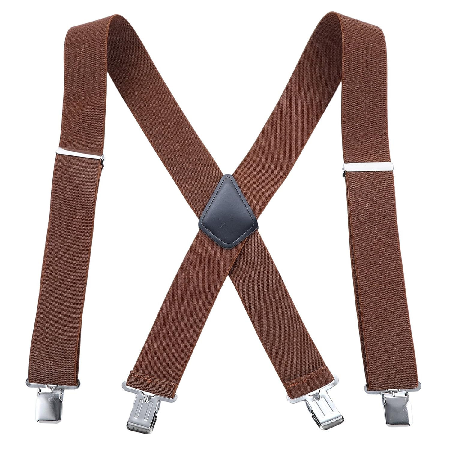 Wide 2 Solid Straight Clip Suspender Beige Mens Utility Suspenders X Shape