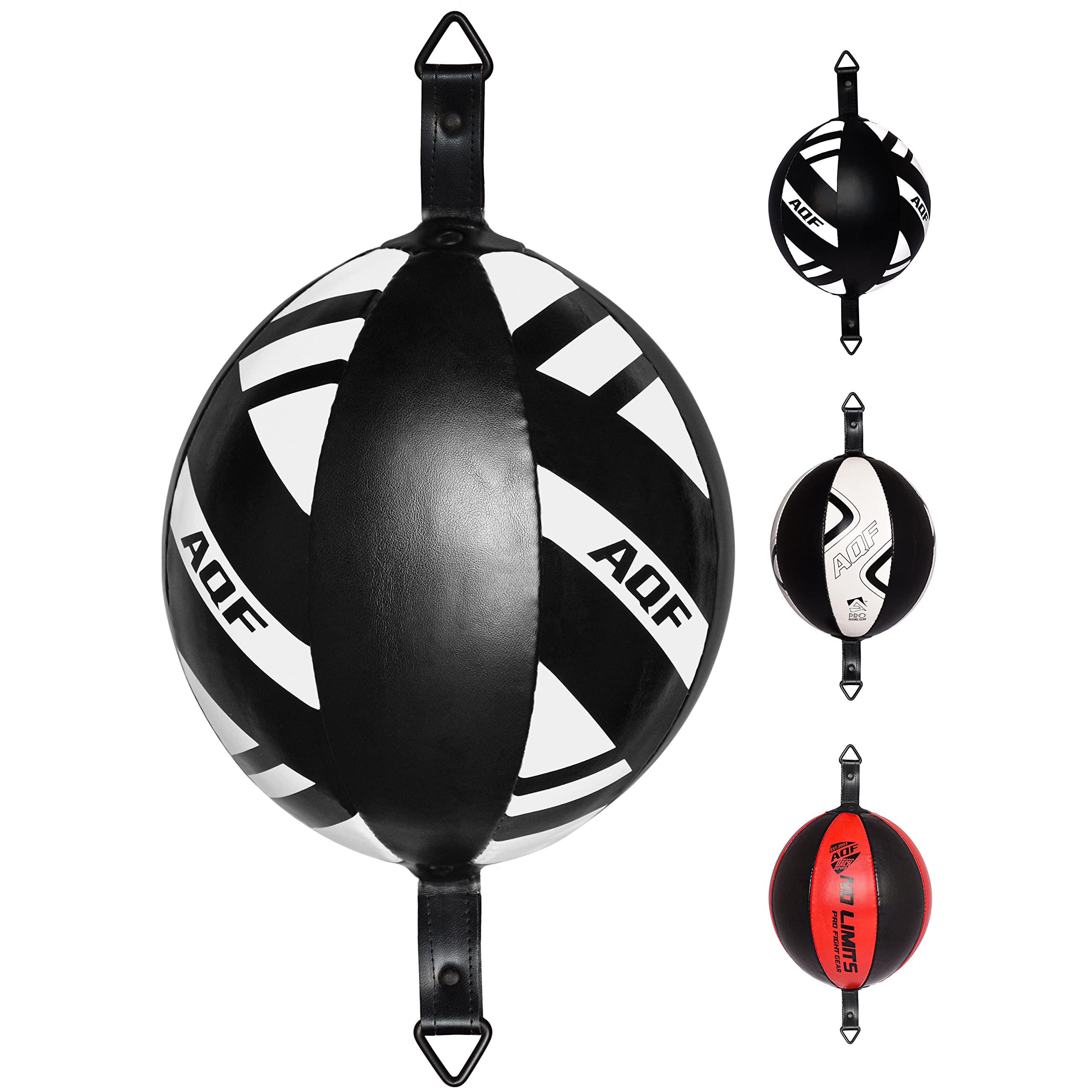 AQF Leather Double-End Boxing Bag Speed Ball - Floor-to-Ceiling Punching Rebound Ball with Adjustable Bungee Cord - Reflex Dodge Speedball for Punching, MMA Training, & Striking Kit