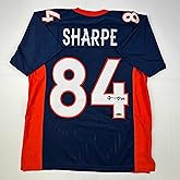 Facsimile Autographed Shannon Sharpe Denver Blue Reprint Laser Auto Football Jersey Size Men's XL