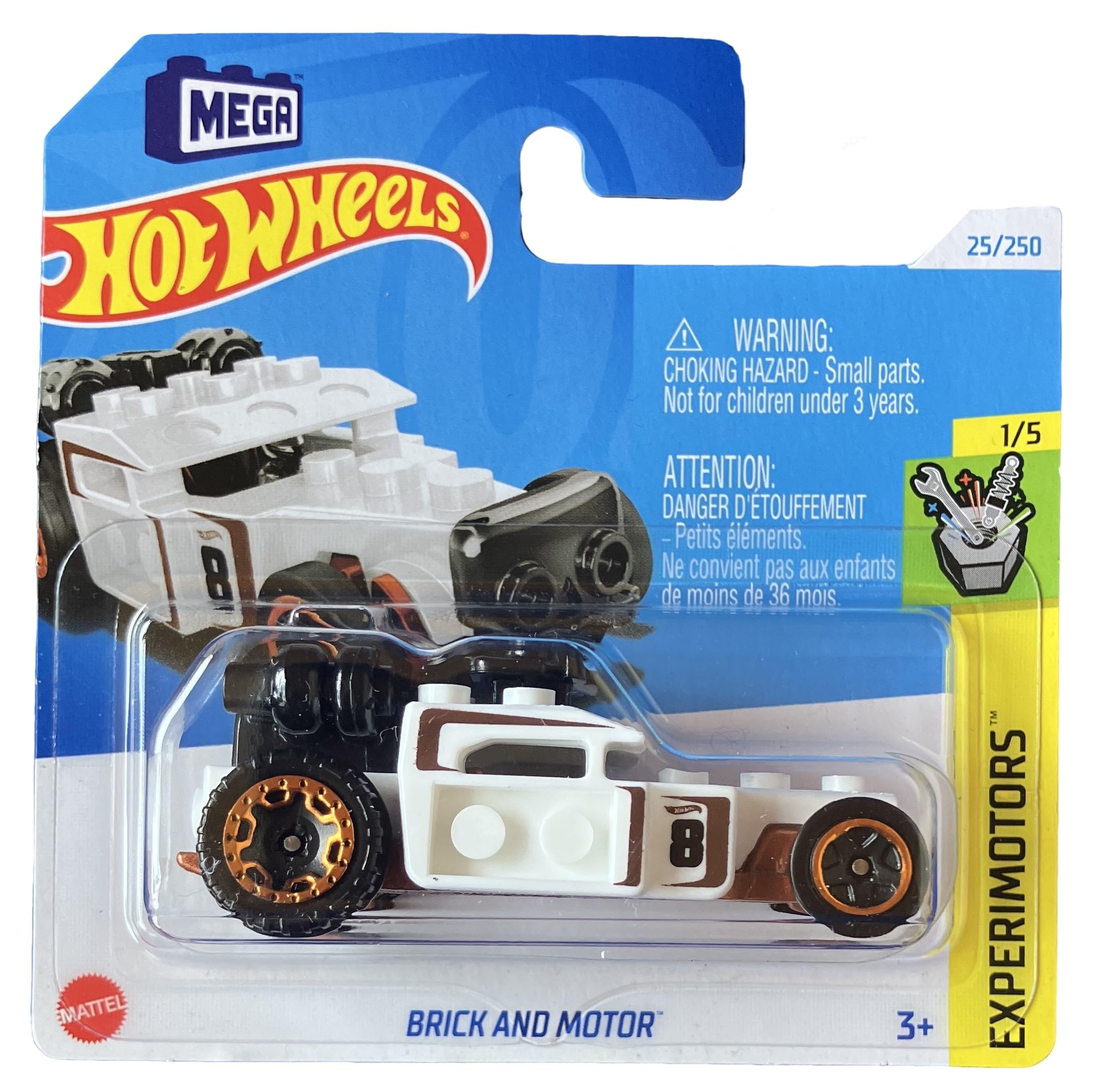 Hot Wheels - Brick and Motor - EXperimotors 1/5 - HTC97 - Short Card - Mega - Moving Parts - Mattel 2024-1:64